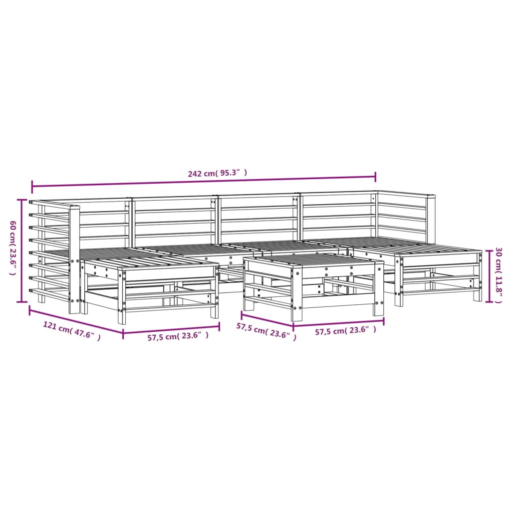 7-tlg. Garten-Lounge-Set Massivholz Douglasie