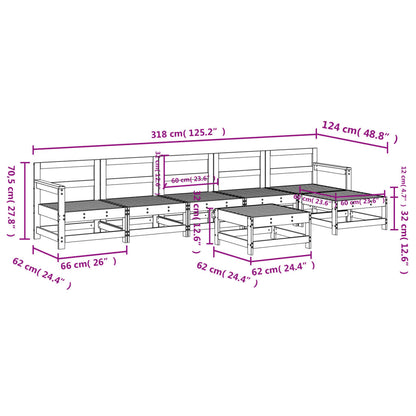 7-tlg. Garten-Lounge-Set Honigbraun Massivholz Kiefer