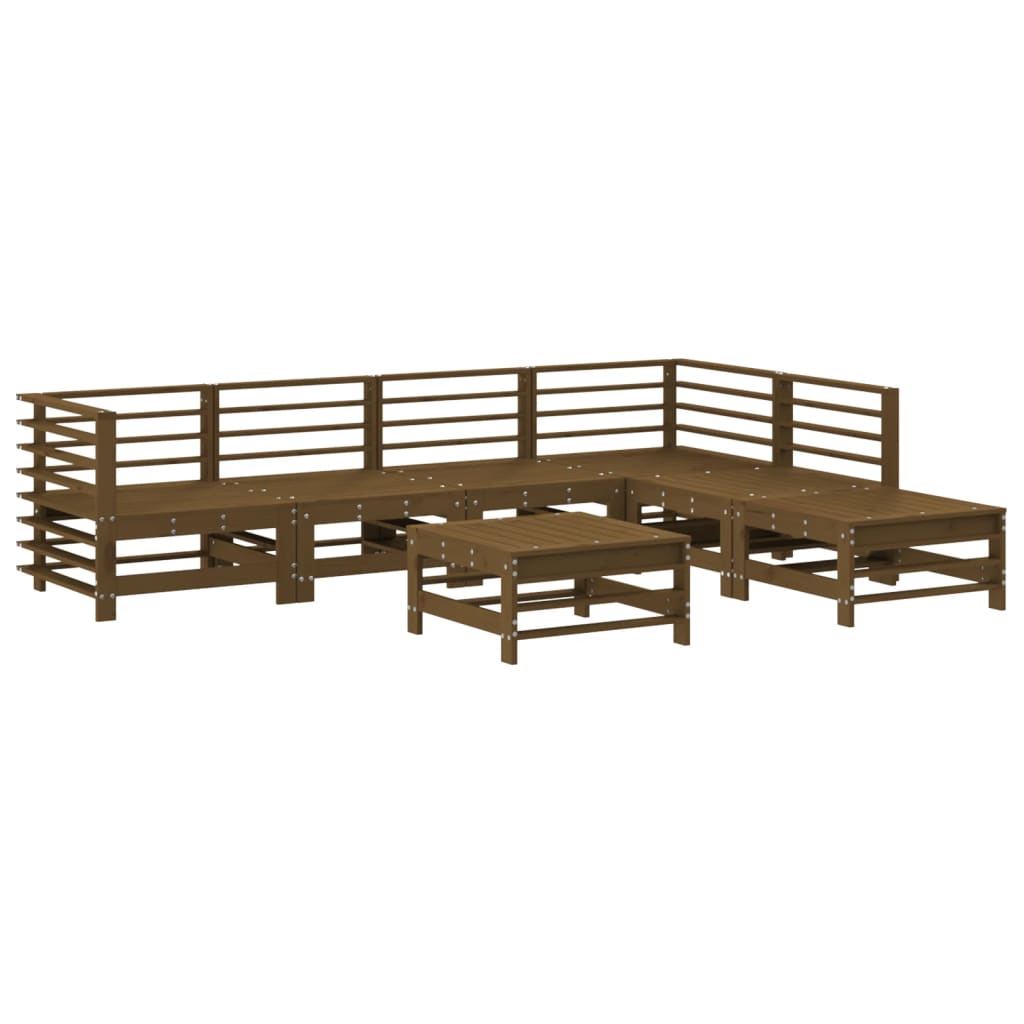 7-tlg. Garten-Lounge-Set Honigbraun Massivholz Kiefer