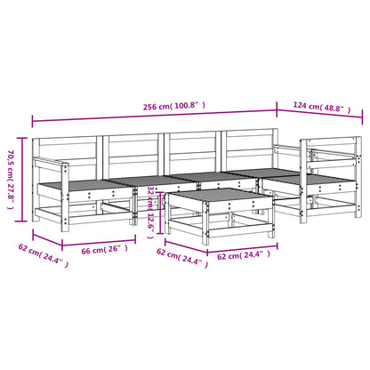 6-tlg. Garten-Lounge-Set Massivholz Kiefer