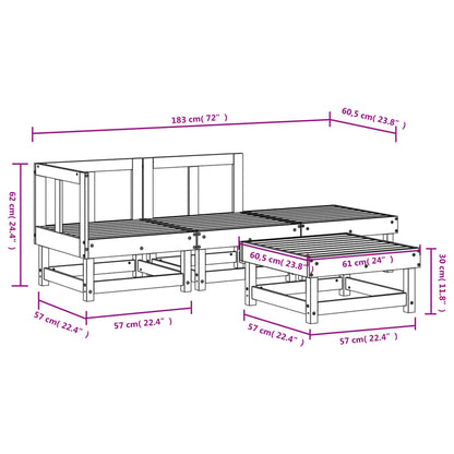 4-tlg. Garten-Lounge-Set Kiefernholz Imprägniert