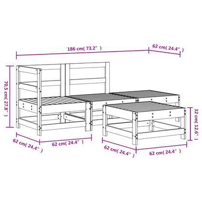 4-tlg. Garten-Lounge-Set Grau Massivholz Kiefer