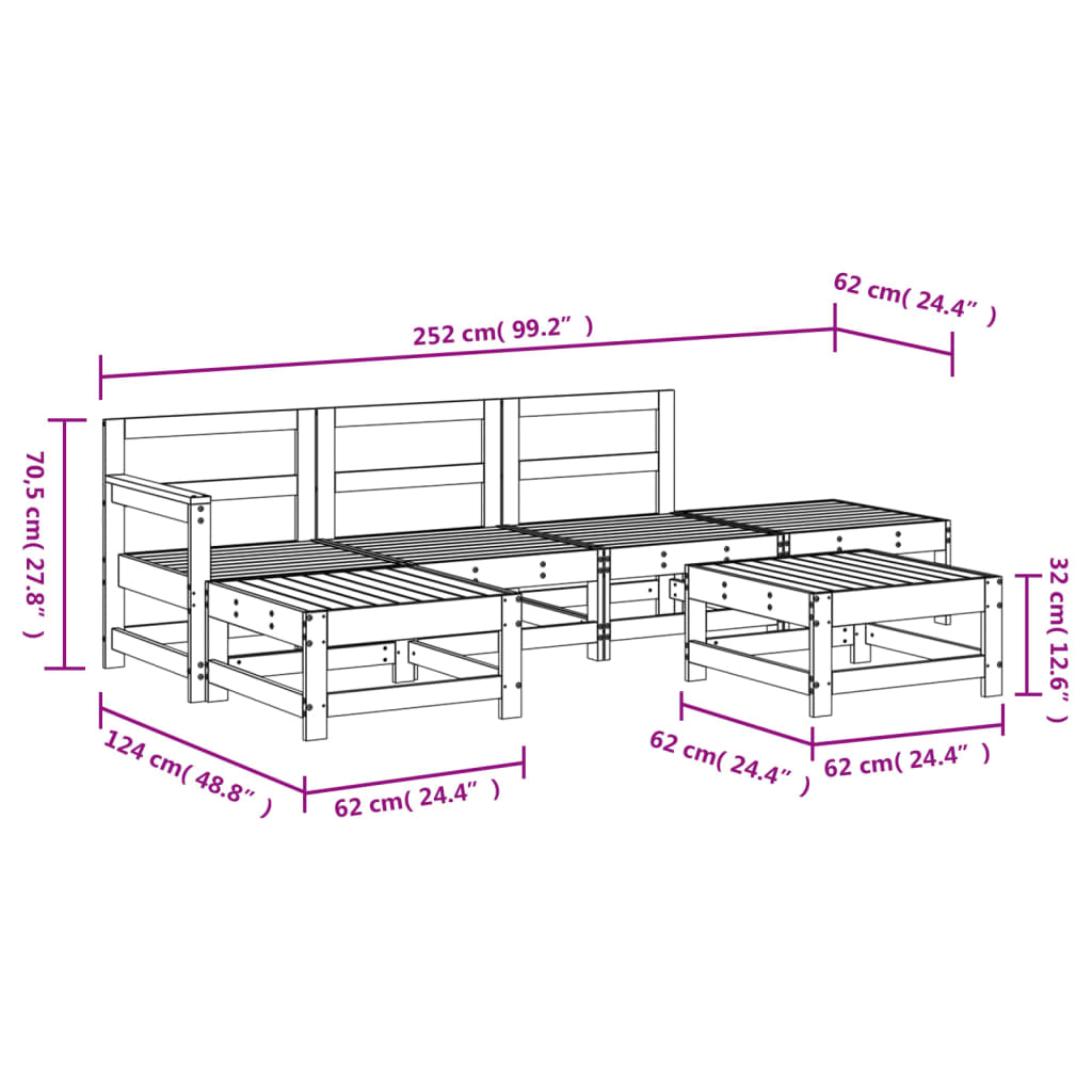 6-tlg. Garten-Lounge-Set Imprägniertes Kiefernholz