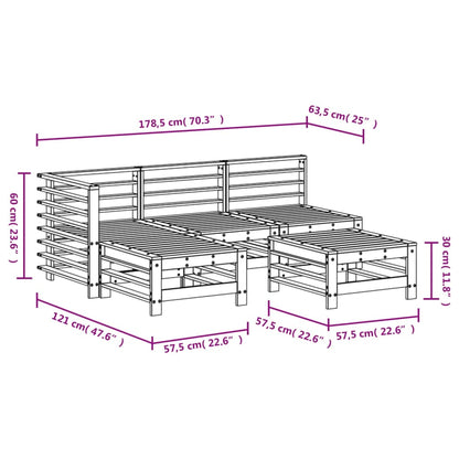 5-tlg. Garten-Lounge-Set Honigbraun Massivholz Kiefer