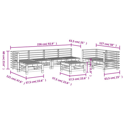 8-tlg. Garten-Lounge-Set Grau Massivholz Kiefer