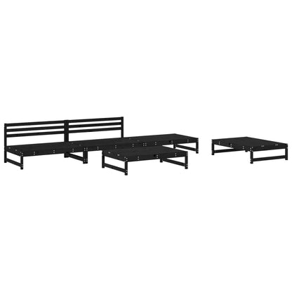 5-tlg. Garten-Lounge-Set Schwarz Massivholz Kiefer