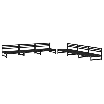 6-tlg. Garten-Lounge-Set Schwarz Massivholz Kiefer