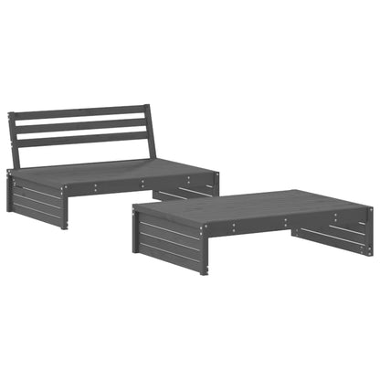 2-tlg. Garten-Lounge-Set Grau Massivholz Kiefer