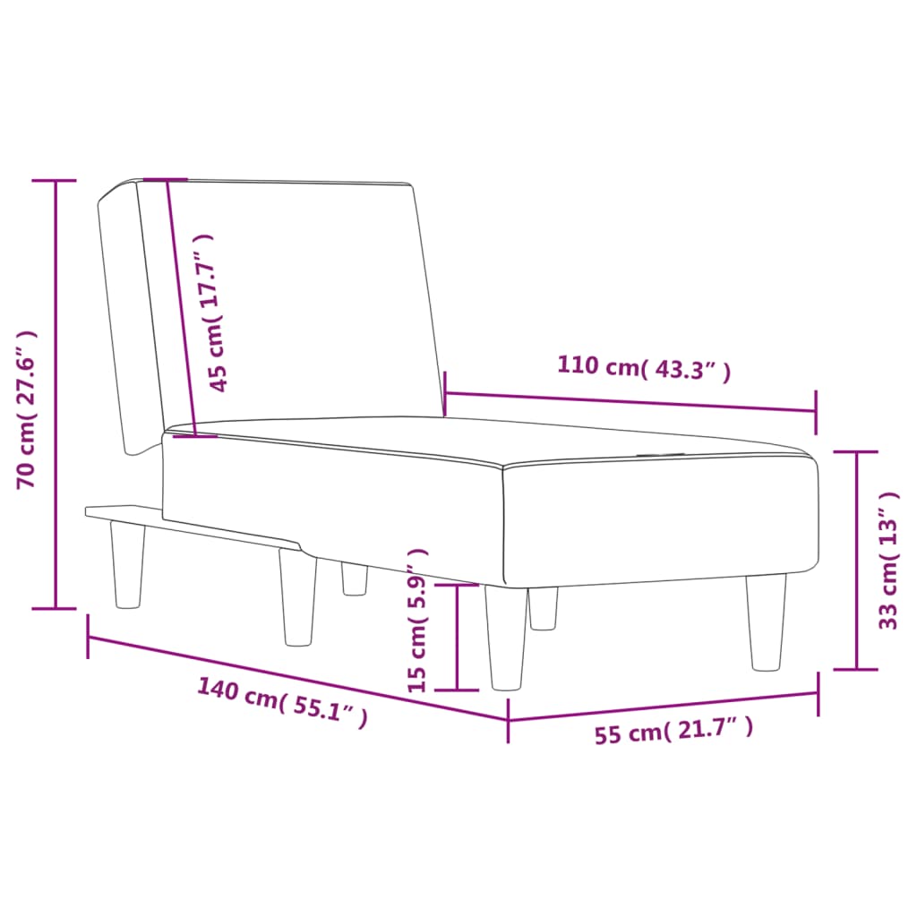 Chaiselongue Schwarz Stoff