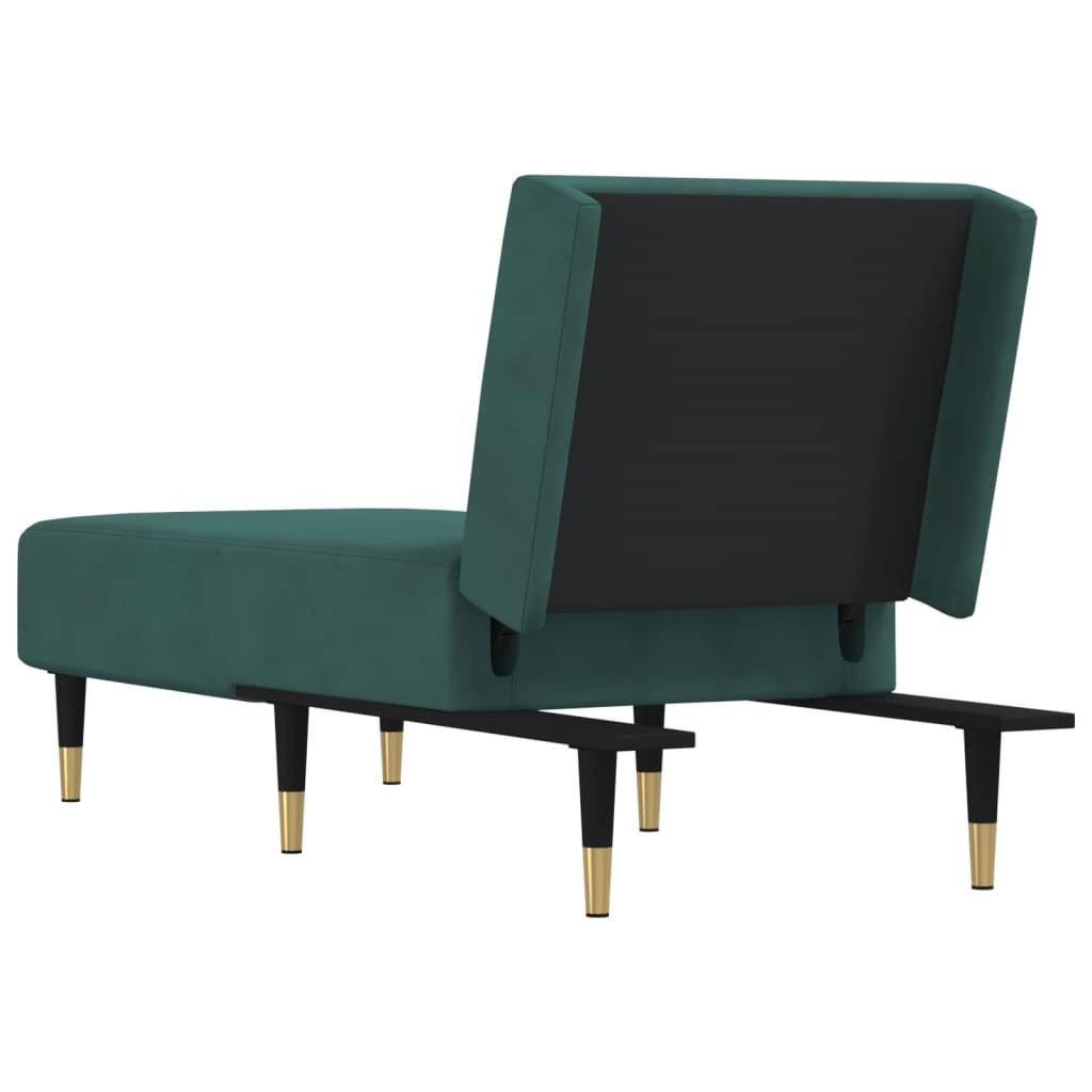 Chaiselongue Dunkelgrün Samt