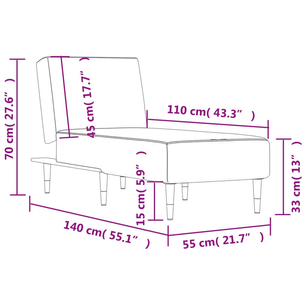 Chaiselongue Dunkelgrün Samt