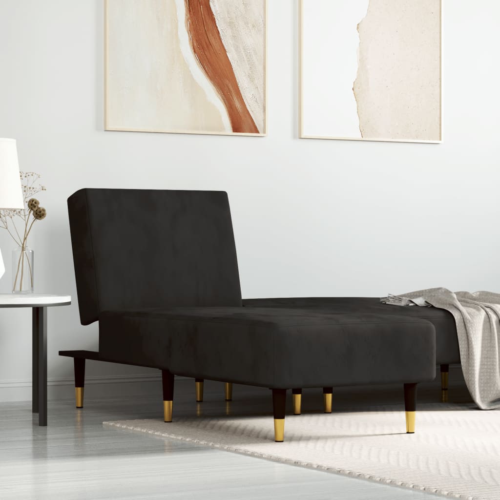 Chaiselongue Schwarz Samt