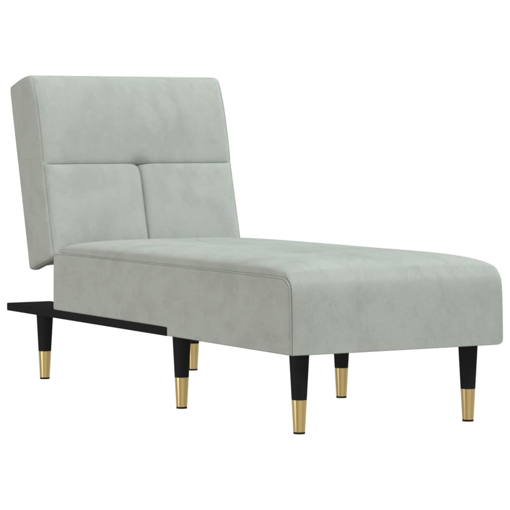 Chaiselongue Hellgrau Samt