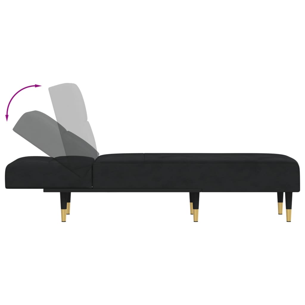 Chaiselongue Schwarz Samt