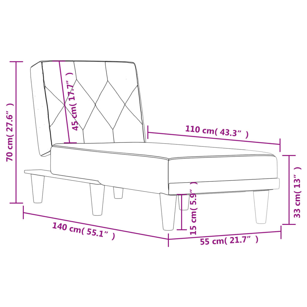 Chaiselongue Dunkelgrau Stoff