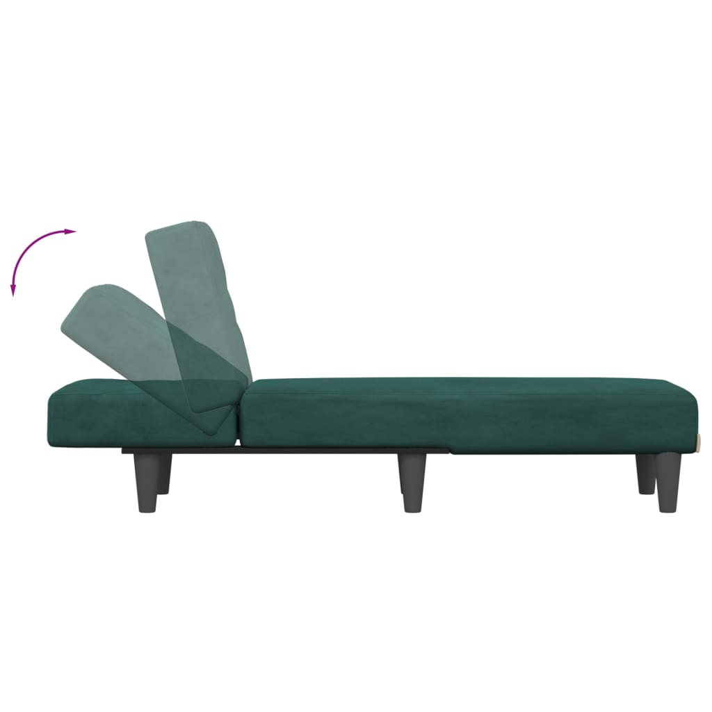 Chaiselongue Dunkelgrün Samt