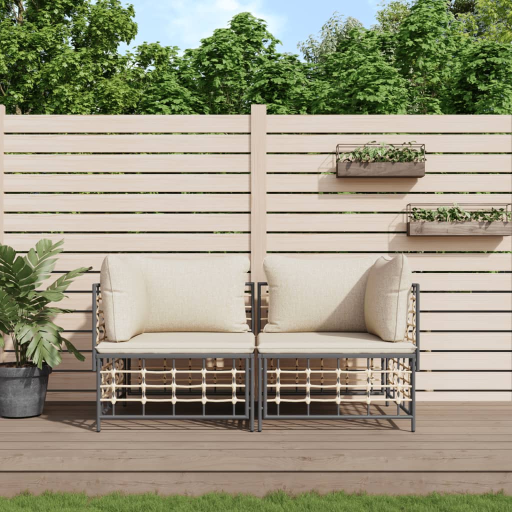 Ecksofas mit Kissen 2 Stk. Modular Poly Rattan