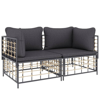 Ecksofas mit Kissen 2 Stk. Modular Poly Rattan