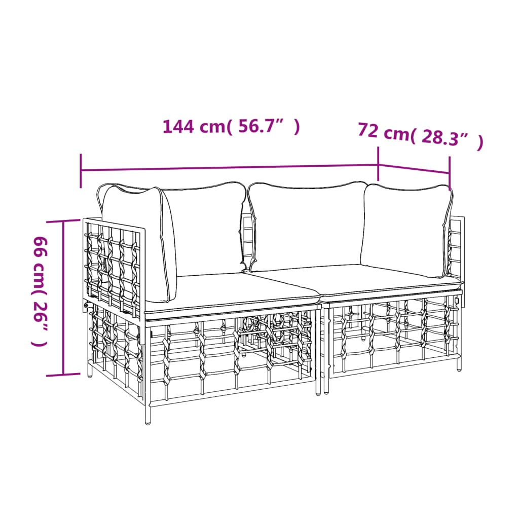 Ecksofas mit Kissen 2 Stk. Modular Poly Rattan