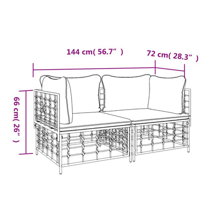 Ecksofas mit Kissen 2 Stk. Modular Poly Rattan