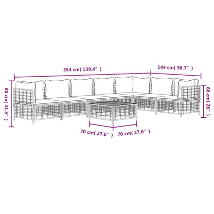 8-tlg. Garten-Lounge-Set mit Kissen Anthrazit Poly Rattan