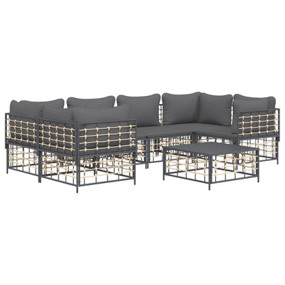 7-tlg. Garten-Lounge-Set mit Kissen Anthrazit Poly Rattan