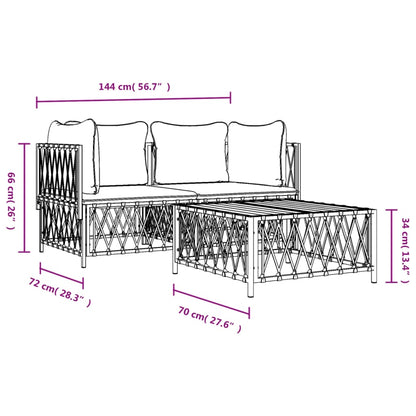 3-tlg. Garten-Lounge-Set mit Kissen Anthrazit Stahl