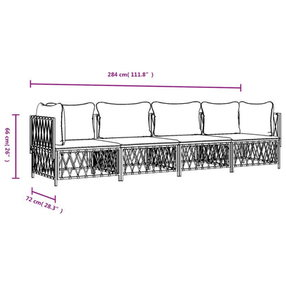 4-tlg. Garten-Lounge-Set mit Kissen Anthrazit Stahl