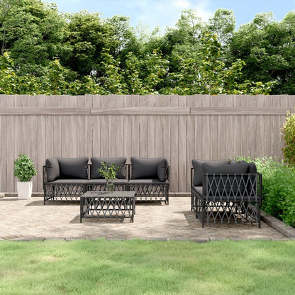 6-tlg. Garten-Lounge-Set mit Kissen Anthrazit Stahl