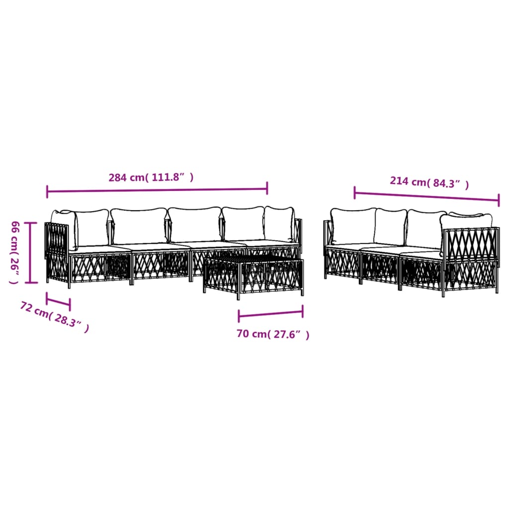 8-tlg. Garten-Lounge-Set mit Kissen Weiß Stahl