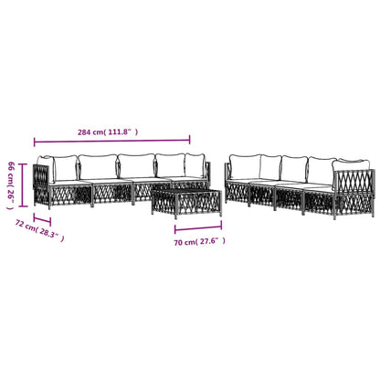 9-tlg. Garten-Lounge-Set mit Kissen Anthrazit Stahl