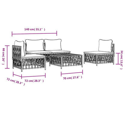 5-tlg. Garten-Lounge-Set mit Kissen Anthrazit Stahl