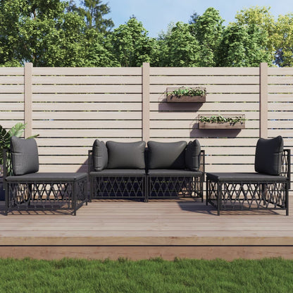 4-tlg. Garten-Lounge-Set mit Kissen Anthrazit Stahl