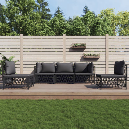 5-tlg. Garten-Lounge-Set mit Kissen Anthrazit Stahl