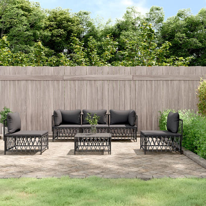 6-tlg. Garten-Lounge-Set mit Kissen Anthrazit Stahl