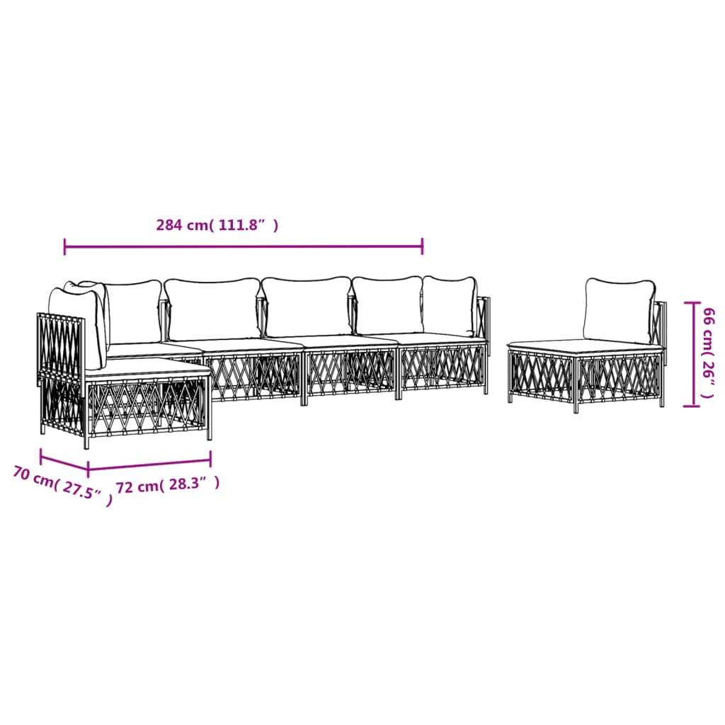 6-tlg. Garten-Lounge-Set mit Kissen Anthrazit Stahl