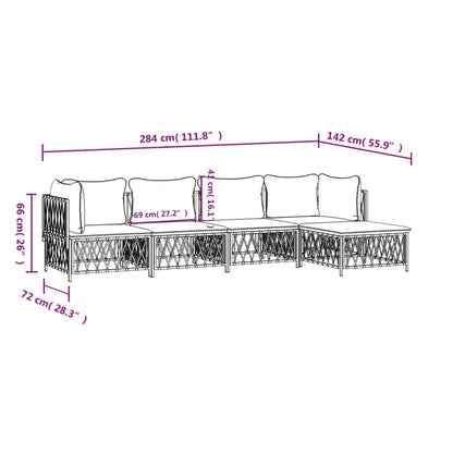 5-tlg. Garten-Lounge-Set mit Kissen Anthrazit Stahl