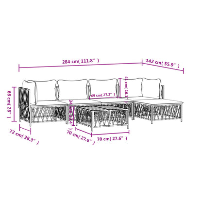 6-tlg. Garten-Lounge-Set mit Kissen Anthrazit Stahl