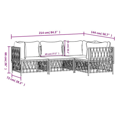 4-tlg. Garten-Lounge-Set mit Kissen Anthrazit Stahl