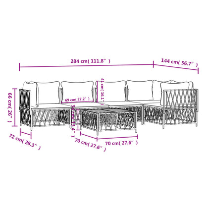 6-tlg. Garten-Lounge-Set mit Kissen Anthrazit Stahl