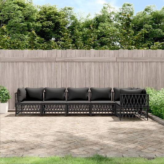 6-tlg. Garten-Lounge-Set mit Kissen Anthrazit Stahl