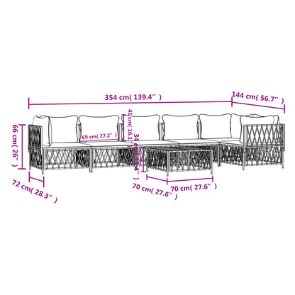 7-tlg. Garten-Lounge-Set mit Kissen Anthrazit Stahl