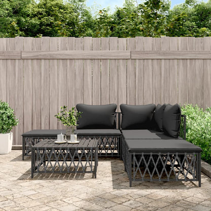 6-tlg. Garten-Lounge-Set mit Kissen Anthrazit Stahl