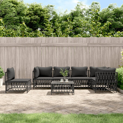 7-tlg. Garten-Lounge-Set mit Kissen Anthrazit Stahl