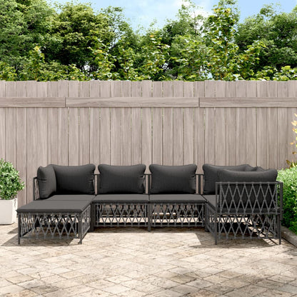 6-tlg. Garten-Lounge-Set mit Kissen Anthrazit Stahl