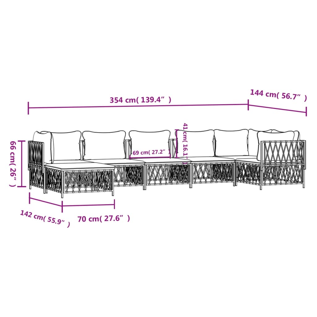 7-tlg. Garten-Lounge-Set mit Kissen Anthrazit Stahl