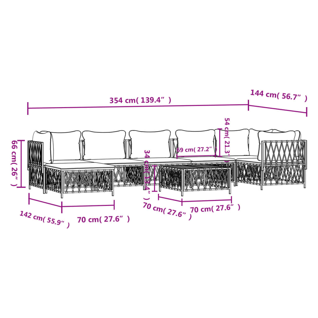 8-tlg. Garten-Lounge-Set mit Kissen Anthrazit Stahl