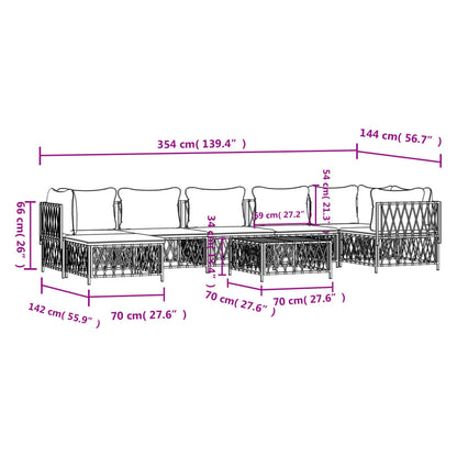 8-tlg. Garten-Lounge-Set mit Kissen Anthrazit Stahl