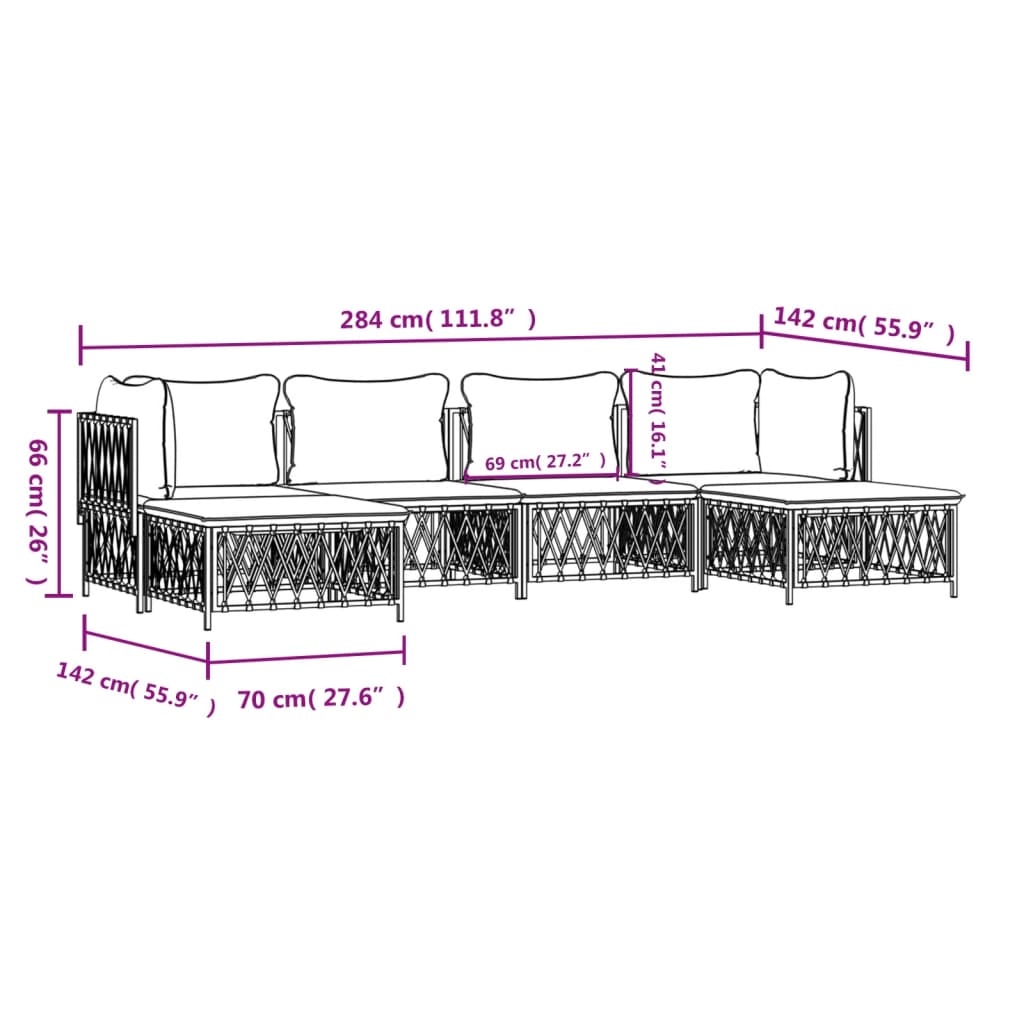 6-tlg. Garten-Lounge-Set mit Kissen Anthrazit Stahl