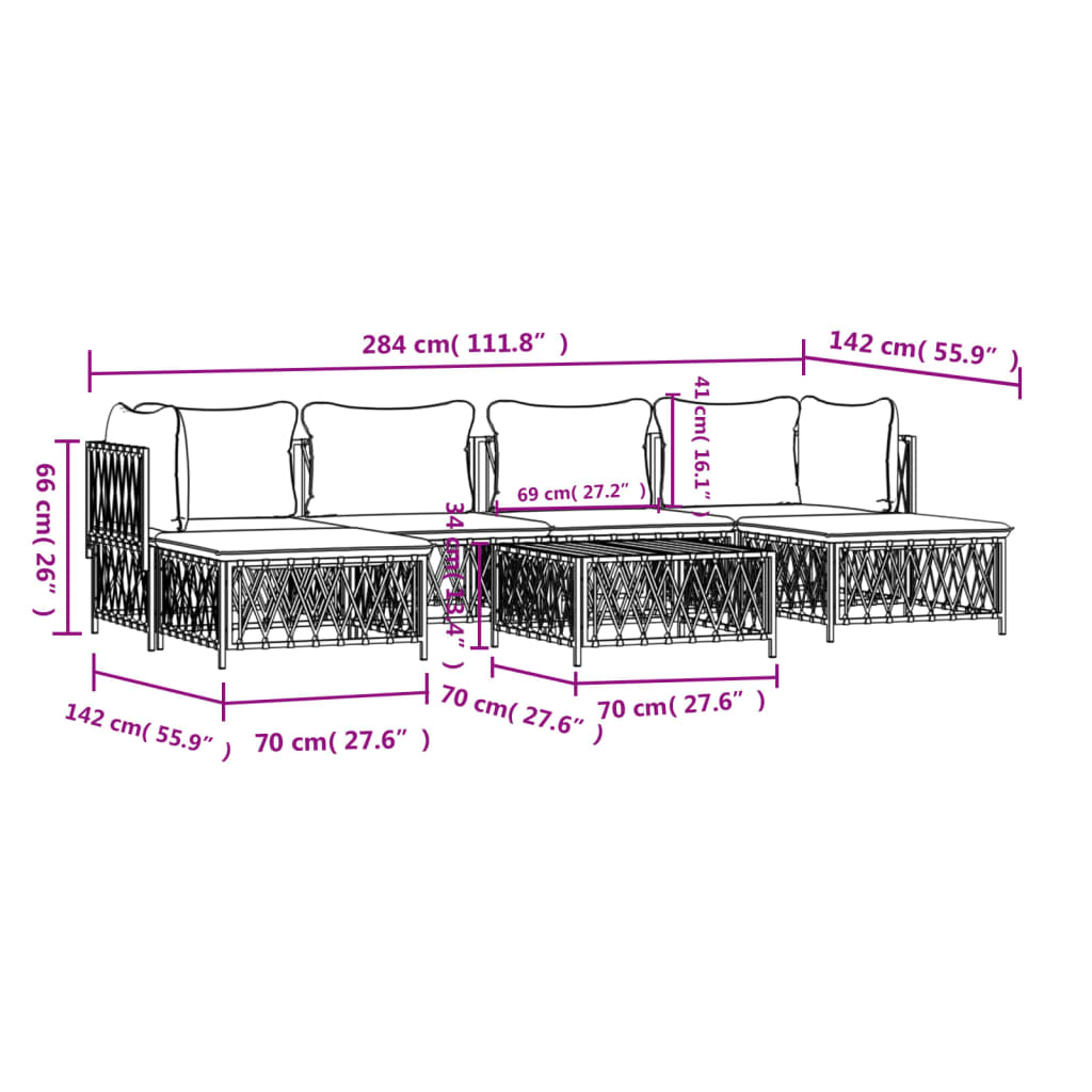 7-tlg. Garten-Lounge-Set mit Kissen Anthrazit Stahl